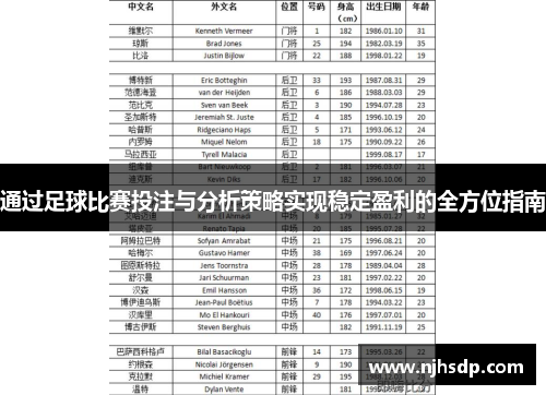 通过足球比赛投注与分析策略实现稳定盈利的全方位指南